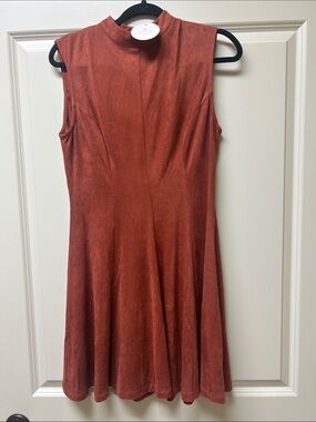 Flying Tomato Sleeveless Mock Neck Midi Dress - Rust. Great for fall!